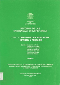 Título, Diplomado en Educación Infantil y Primaria, Tomo II