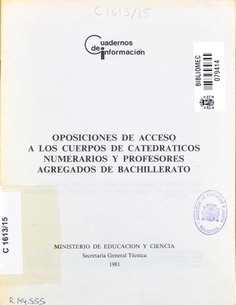 Oposiciones de acceso a los cuerpos de catedráticos numerarios y profesores agregados de bachillerato