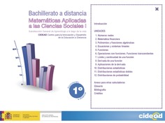 Matemáticas aplicadas a las ciencias sociales I. 1º bachillerato. Bachillerato a distancia