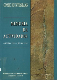 Memoria de actividades, agosto 1993 - julio 1994