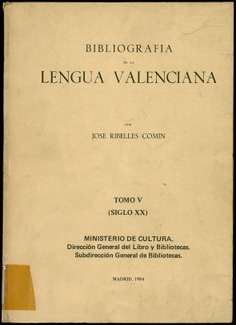 Bibliografía de la lengua valenciana. Tomo V (Siglo XX)