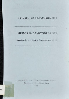 Memoria de actividades. Consejo de Universidades. 1997-1998