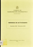 Memoria de actividades. Consejo de Universidades. 2002-2003