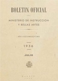 Boletín Oficial del Ministerio de Instrucción Pública y Bellas Artes. Año 1936. Julio. Números del 80 al 92