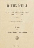 Boletín Oficial del Ministerio de Instrucción Pública y Bellas Artes. Año 1936. Septiembre y octubre. Números del 106 al 127
