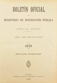 Boletín Oficial del Ministerio de Instrucción Pública y Bellas Artes. Año 1928. Segundo semestre. Números del 53 al 104
