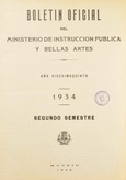 Boletín Oficial del Ministerio de Instrucción Pública y Bellas Artes. Año 1934. Segundo semestre. Números del 79 al 156