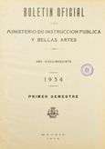 Boletín Oficial del Ministerio de Instrucción Pública y Bellas Artes. Año 1934. Primer semestre. Número del 1 al 78