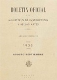 Boletín Oficial del Ministerio de Instrucción Pública y Bellas Artes. Año 1935. Agosto-septiembre. Números del 93 al 118