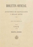 Boletín Oficial del Ministerio de Instrucción Pública y Bellas Artes. Año 1935. Mayo-Junio. Números del 54 al 79